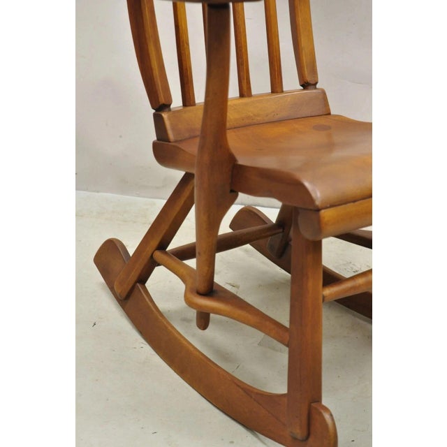 Wood Vintage Sikes Co Maple Wood American Colonial Style Rocker Rocking Chair (A) For Sale - Image 7 of 11