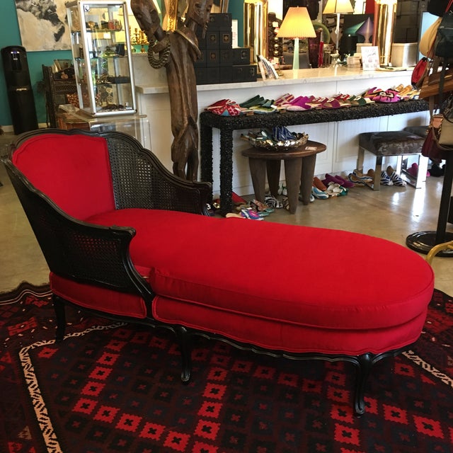 Black Lacquer and Red Velvet Caned Fainting Sofa Chairish