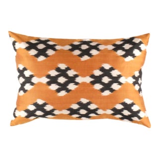 Ti 264 Orange Soft Silk Ikat Pillow 16'' X 24'' For Sale