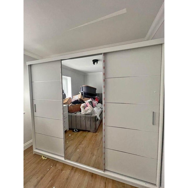 Luxus Modern Sliding Door Wardrobe Armoire With Shelving & Drawers – 250 Cm For Sale - Image 4 of 14