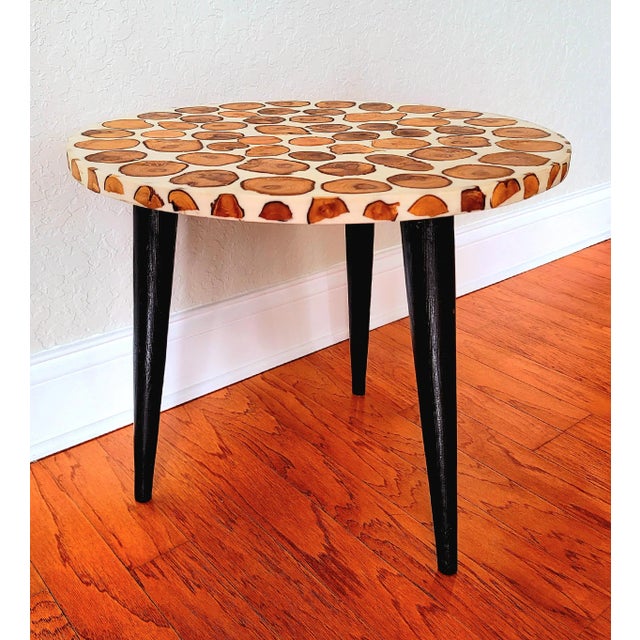Moroccan Moroccan Mid-Century Style Wooden and Resin Side Table 5 For Sale - Image 3 of 9