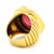 Vintage Italian 18k Gold Carved Rubellite Tourmaline Diamond Bombe Ring, Size 7 For Sale - Image 4 of 10