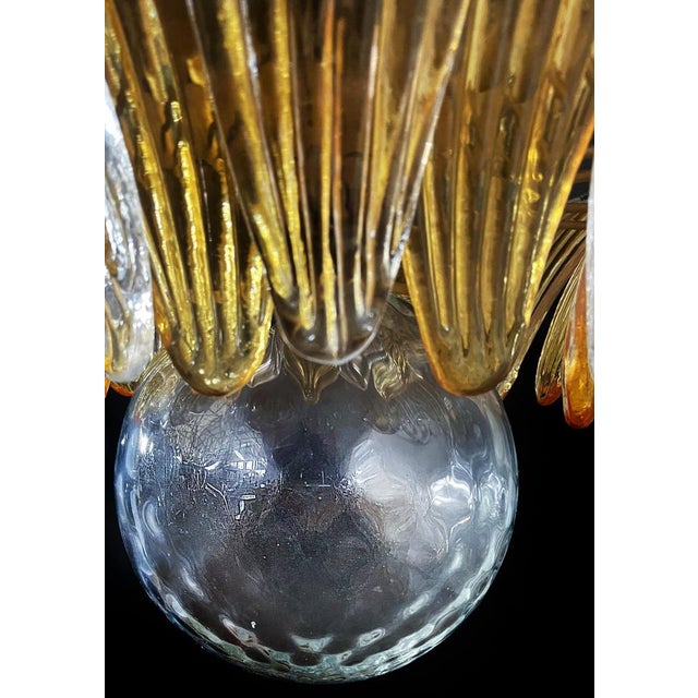 Glass Palmette Ceiling Light with 163 Amber and Trasparent Glasses, 1980s For Sale - Image 7 of 18