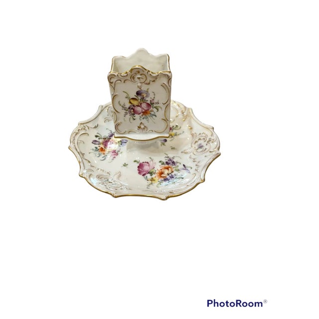 Vintage French Floral Decorated Porcelain Matchbox Holder For Sale - Image 6 of 7