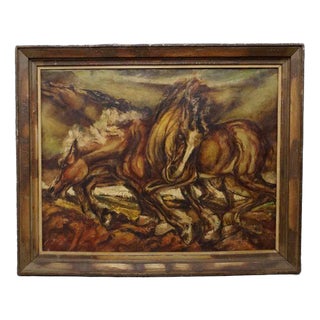 Galloping Horses, Oil Painting, Framed For Sale