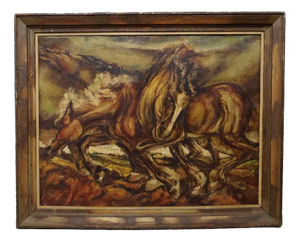 Galloping Horses, Oil Painting, Framed