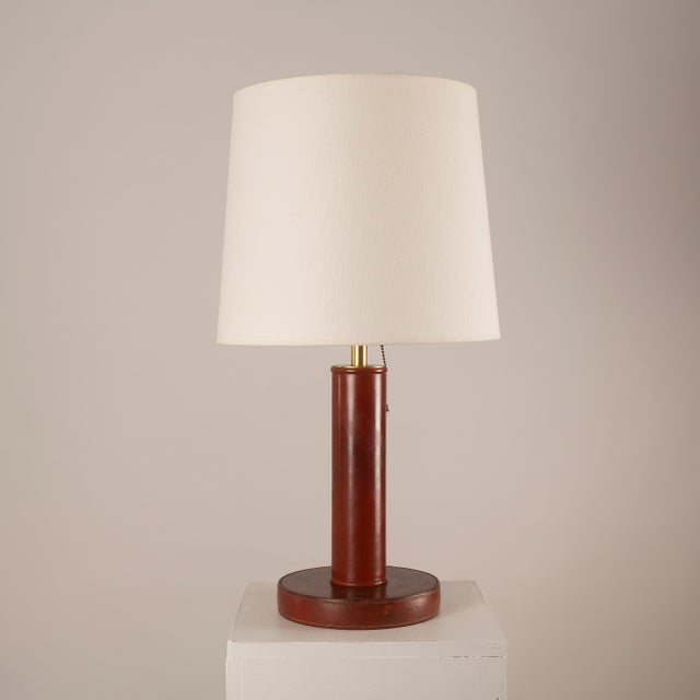 French Art Deco Bordeaux Leather Table Lamp by Paul Dupre-Lafon for Hermès, 1940s For Sale - Image 14 of 18