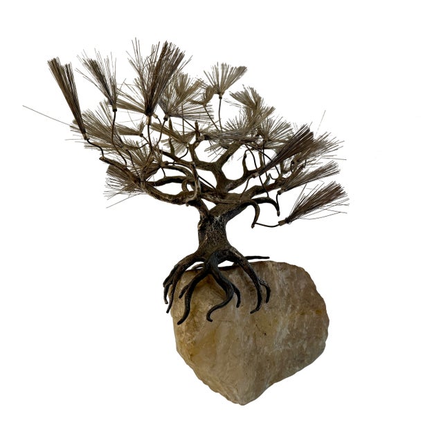 Mid 20th Century Brass and Marble Bonsai Sculpture in the Style of Curtis Jere For Sale