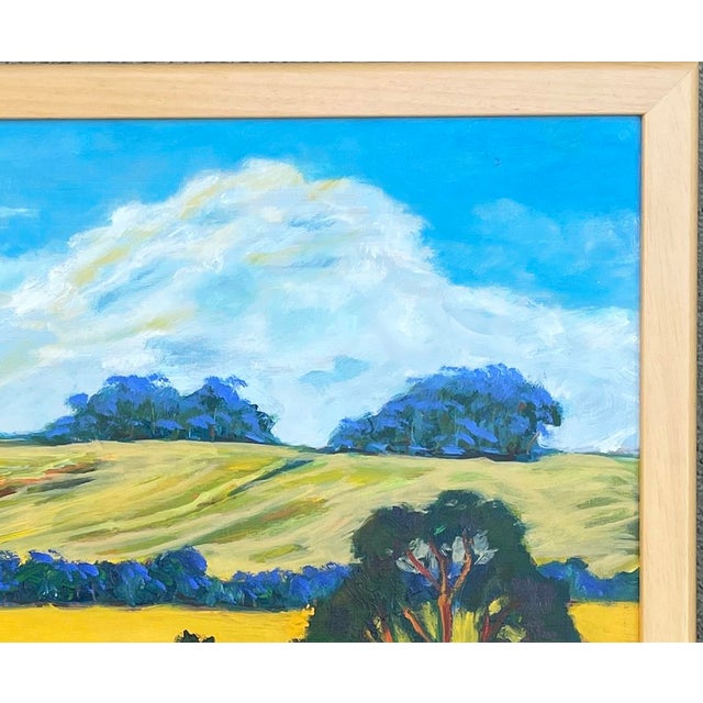 Abstract "House on the Hill” Oil on Mahogany Board by Joao De Brito - For Sale - Image 3 of 7