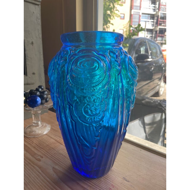 French Art Deco Cobalt Blue Vase, 1930s For Sale - Image 13 of 14