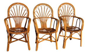 Vintage Rattan Chairs, 1980s, Set of 3