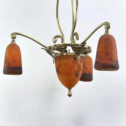 Muller Frères Art Deco Chandelier attributed to Muller Frères, 1920s For Sale - Image 4 of 12