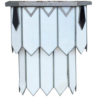 Art Deco Leaded Glass Chandelier For Sale