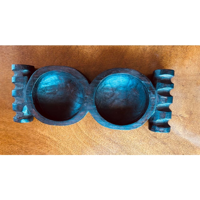 Early 20th Century Early 20th Century Primitive Carved Double Wood Bowl For Sale - Image 5 of 6