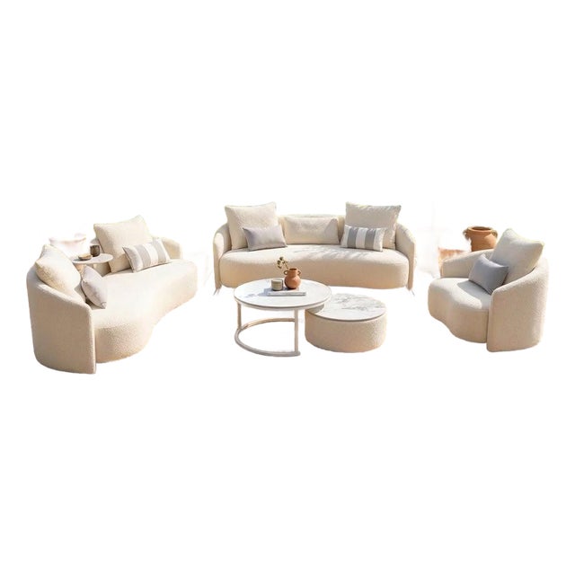 Serene Outdoor 6-Piece Lounge Set – 2-Sofas, Arm Chair and Table Set For Sale