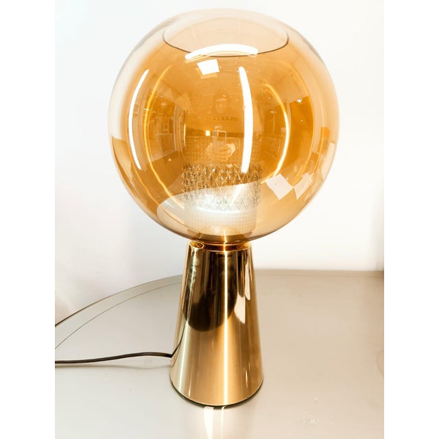 Gold Double Glass Brass Lamp For Sale - Image 8 of 11