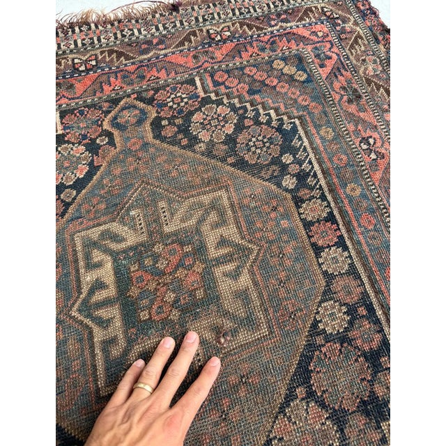 Antique Southwest Tribal Runner Deep Blackish Indigo Rug 3.4 x 9.6 For Sale - Image 11 of 12