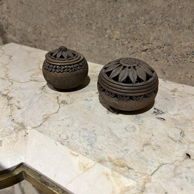 Mid 20th Century Vintage Art Pottery Sculptural Lidded Vessels Signed For Sale - Image 5 of 12