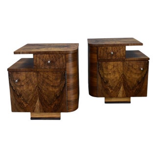 Art Deco Bedside Tables, Former Czechoslovakia, 1930s, Set of 2 For Sale