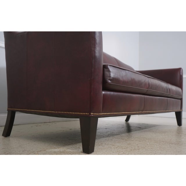 Animal Skin Ethan Allen Burgundy Leather Modern Sofa For Sale - Image 7 of 18
