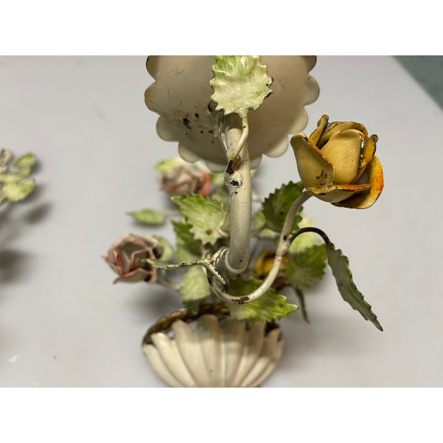 1960s Tole Flower Sconces, 1960s, Set of 2 For Sale - Image 5 of 16