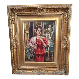 Franco Rispoli, Neapolitan School Female Portrait, 1979, Oil on Canvas, Framed For Sale