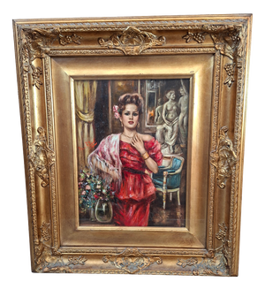 Franco Rispoli, Neapolitan School Female Portrait, 1979, Oil on Canvas, Framed
