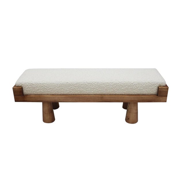 Vintage Brutalist Bench in Oak and Wool Bouclé, Italy, 1999 For Sale - Image 9 of 9