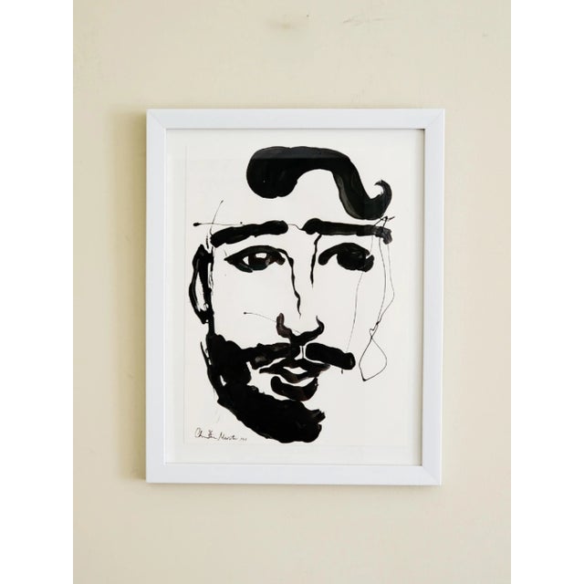 Original Contemporary Black and White Portrait Painting, Signed For Sale In Greensboro - Image 6 of 8