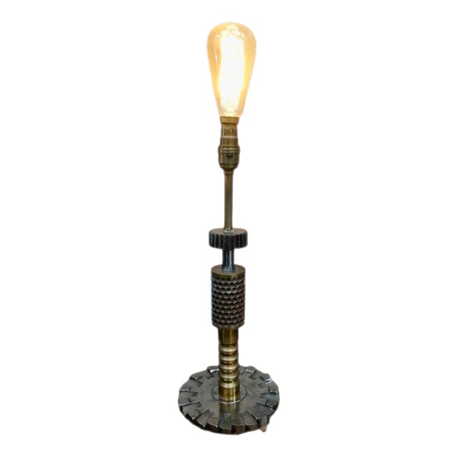 Antique Industrial Sculptural Brass Candy Drop Roller Table Lamp, 1840 For Sale