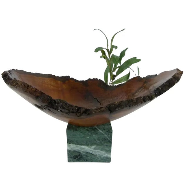 Brown 1970s Cherry Burl Bowl by Hoyt G. Brown Signed . Appalachian Folk Art . Live Edge Wood Bowl For Sale - Image 8 of 18