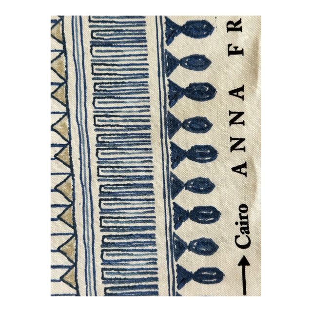 Thibaut Anna French Cairo Blue and White Fabric 2 3/8 For Sale
