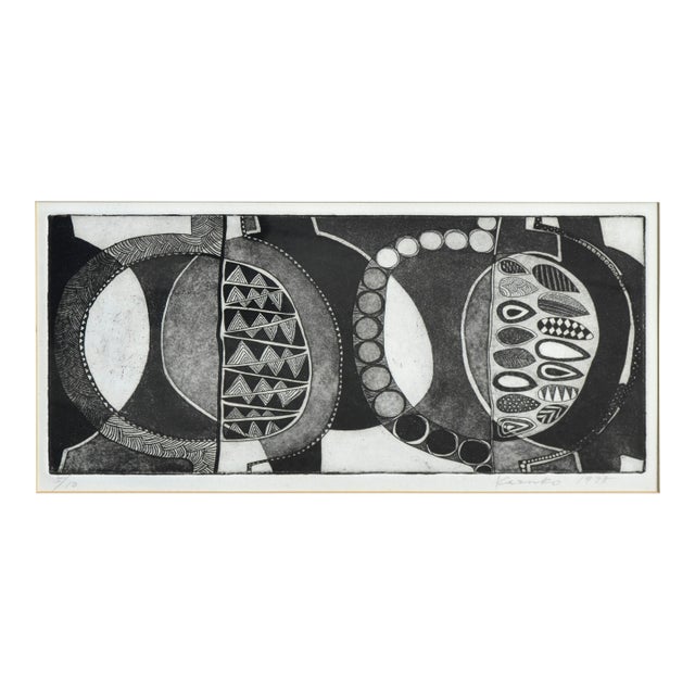 Geometric Patterned Leaf Abstract Etching, 5/10 by Kazuko For Sale