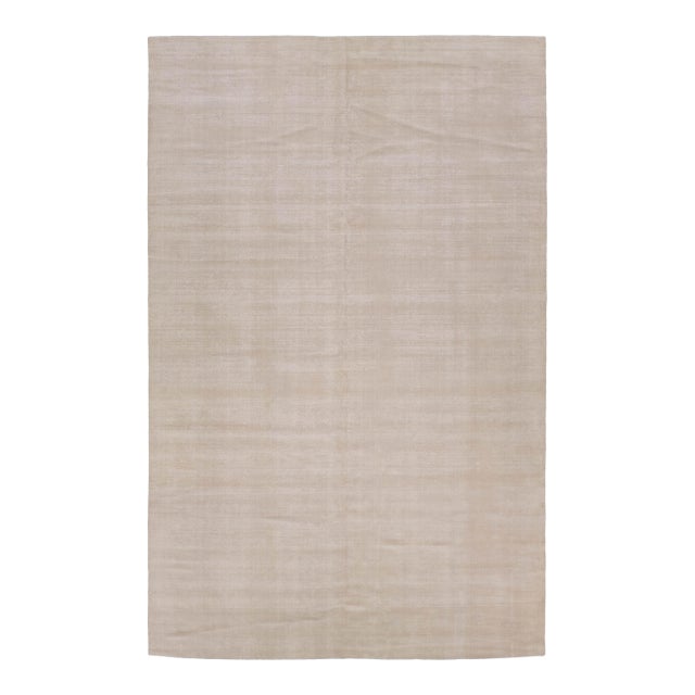 12x18 Modern Handmade Solid Beige Oversized Area Rug - 100% Wool For Sale