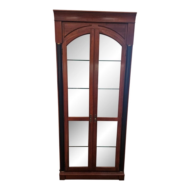 1990s Ethan Allen Medallion Curio Display Cabinet Hutch Biedermeier Neo Classical For Sale