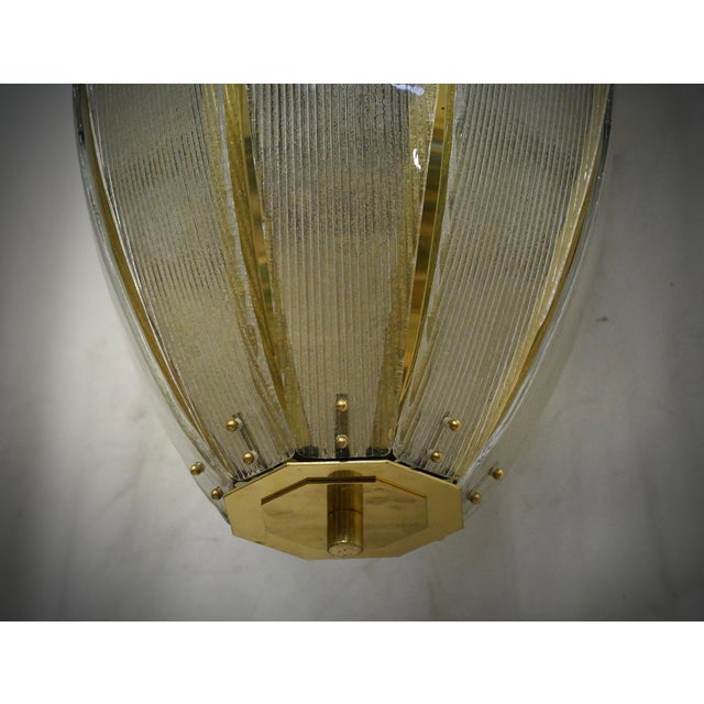 2000 - 2009 Murano Art Glass and Brass Sand Blasted Color Chandelier and Pendant, 2000 For Sale - Image 5 of 9