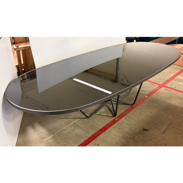 2010s Coup d'Etat Bespoke Black Glass + Metal Dining Table For Sale - Image 5 of 12