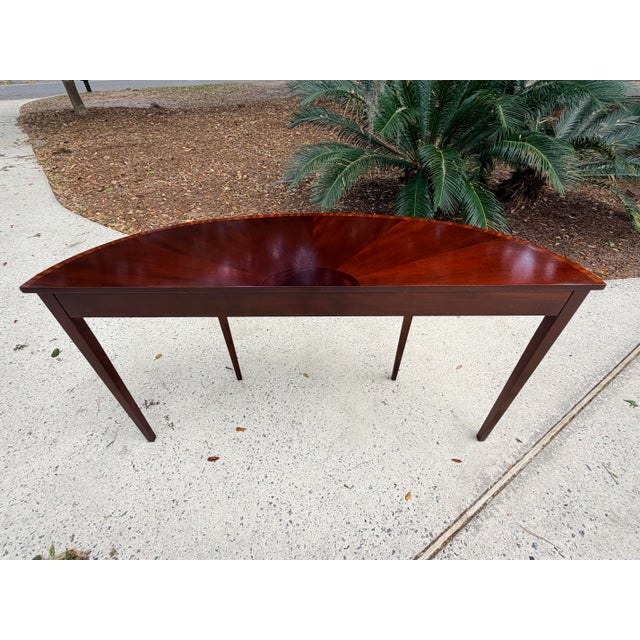 Long Federal Style Demi Lune Inlaid Mahogany Console Table For Sale - Image 13 of 13