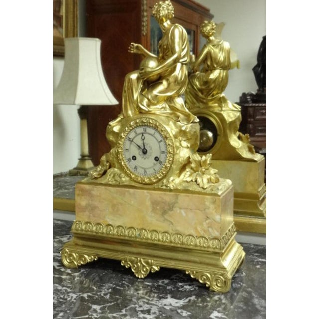 Beige Gilt Bronze Mantle Clock by Gillion For Sale - Image 8 of 10
