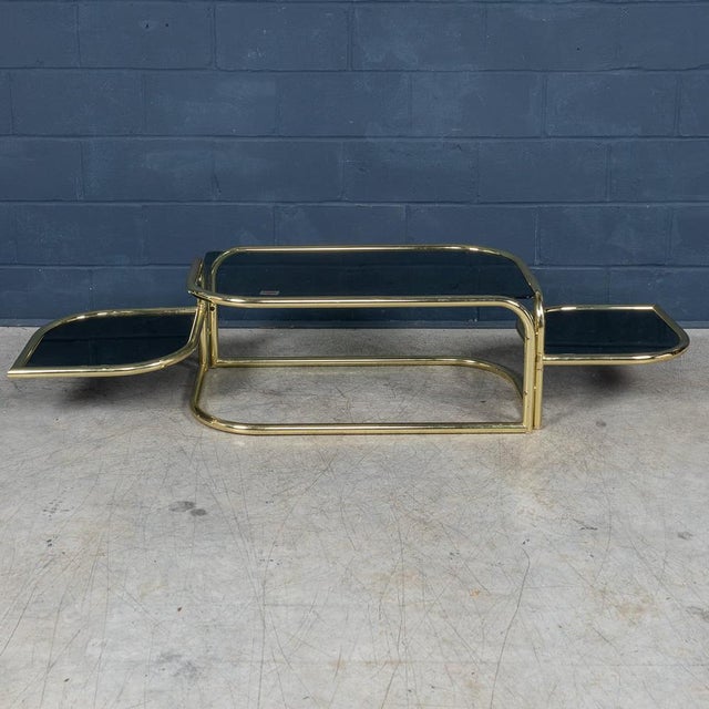 Italian Brass Framed Smoked Glass Coffee Table from Morex, 1980s For Sale - Image 14 of 18