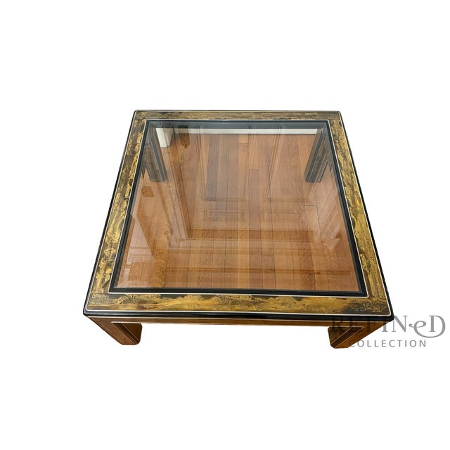 Acid-Etched Brass & Glass Coffee Table, C. 1960s–1970s For Sale In Boston - Image 6 of 15