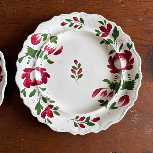 A Very Nice Pair of Antique Staffordshire Early Adam’s Rose Plates, Circa 1830 For Sale - Image 11 of 12