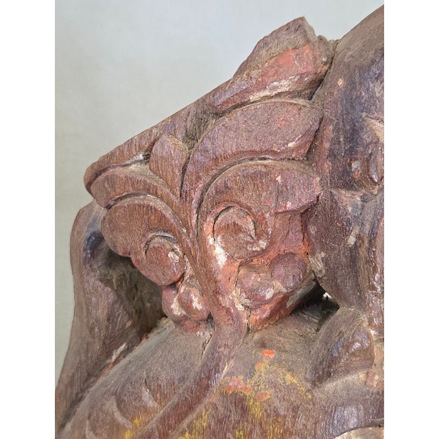 Antique Indian Hand Carved Naga Architectural Remnant on a Custom Metal Stand For Sale - Image 10 of 16