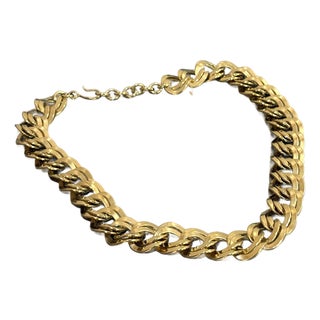 Monet Gold Tone Chunky Chain Link Necklace For Sale