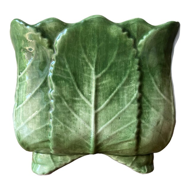 Vietri Italian Cabbage Leaf Cachepot/Planter For Sale