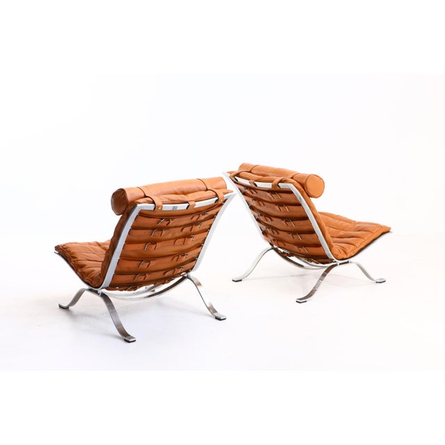 Mid-Century Modern Cognac Leather Highback Ari Armchairs by Arne Norell, Denmark, 1960s, Set of 2 For Sale - Image 3 of 15