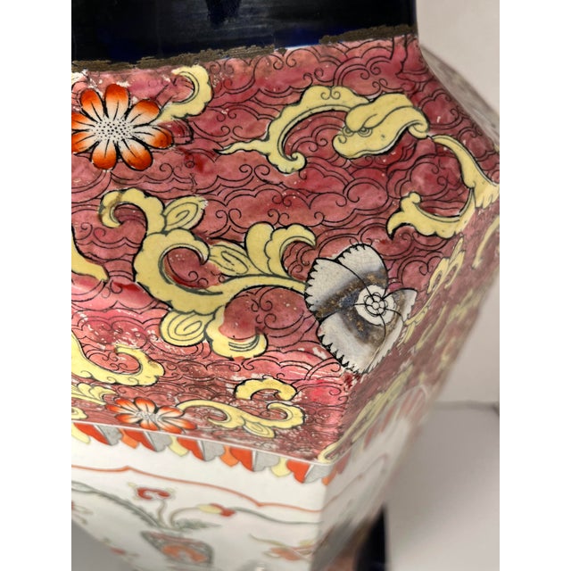 Rare 19th C. Mason’s England Large Hexagonal Ironstone Chinoiserie Vase 22” For Sale In Los Angeles - Image 6 of 13
