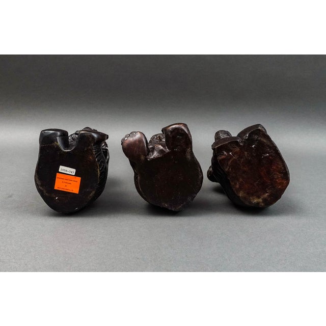 Bronze Maitland-Smith Vintage Speak, Hear, See No Evil Elephant Sculptures- Set of 3 For Sale - Image 8 of 9