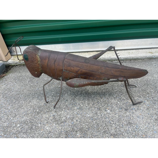 Vintage Folk Art Copper Grasshopper in Blades of Copper Grass For Sale - Image 14 of 16