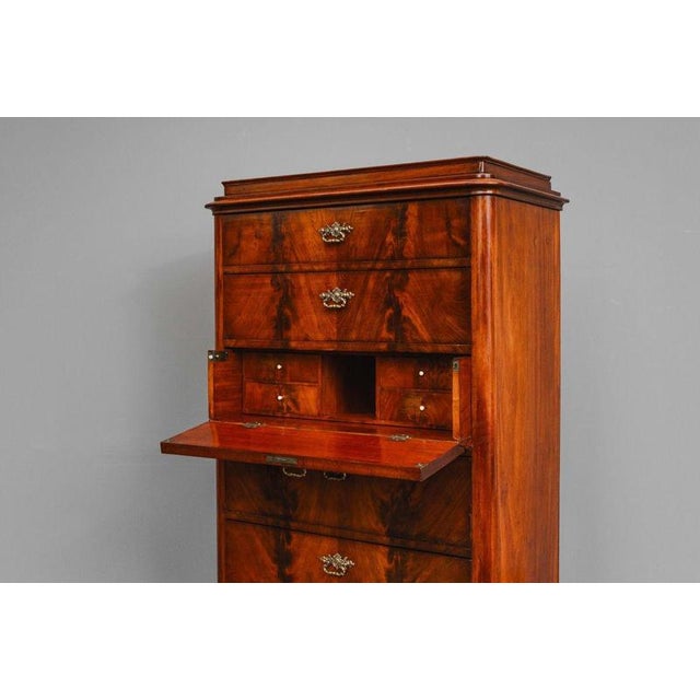 Biedermeier Chest of Drawers with Secretary Compartment in Mahogany, Early 19th Century For Sale - Image 13 of 18